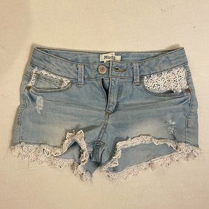 Mudd girl jean short with lace accents